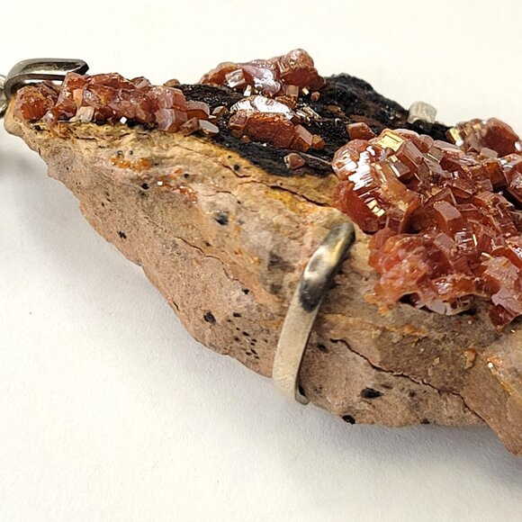 Vanadinite Crystal Pendant Sterling Silver 925 Statement Gemstone Pendant - Picture 11 of 16